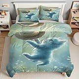 Bettdecke 200x200 Wald Steppdecke 200x200 BlauäUgige WeißE Katze 4 Jahreszeiten Bettdecken mit 2 Kissenbezug, Waschbar Microfaser Bettzeug, Warme Weiche Bettdecke ohne BezugT1534