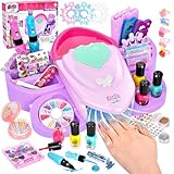 Herefun Nagelstudio Kinder Mädchen, Geschenke Set für Mädchen, Nageldesign Kinder Geschenke, Schminke Maschine Nagelstudio Nagelkunst für 6, 7, 8, 9, 10, 11, 12 Jahre