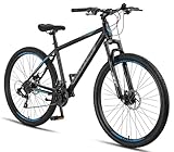 Licorne Bike Guide Premium 29 Zoll Fahrrad Mountainbike - Federgabel MTB mit Scheibenbremsen - Deutsche Markenqualität - Für Jugendliche & Erwachsene (Schwarz/Blau)