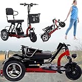 Elektrischer klappbarer Mobilitätsroller 3-Rad-Elektrorollstuhl mit praktischem Frontkorb Elektro Dreirad für Senioren für Senioren und Menschen mit Bewegungsbeschränkungen (A)