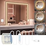 URAQT LED Spiegelleuchte, Schminktisch Beleuchtung, Schminktisch Lichter, 2 Meter Spiegellicht 3 Farben und 9 Dimmerstufen, Spiegellampe für Kosmetikspiegel, Badzimmer Spiegel Make Up Licht