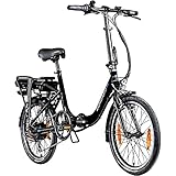 ZÜNDAPP Z110 20 Zoll E Bike Faltrad Damen Herren Elektrofahrrad klappbar Fahrrad Elektro Klapprad Ebike Pedelec E-Bike Erwachsene Klappfahrrad (schwarz, 33 cm)