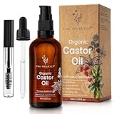 THE OGANICS® Castor Oil - Organic & Cold-Pressed – For Eyelashes, Eyebrows, Hair & Nails – Vegan, Cruelty-Free – Glass Bottle + Mascara Kit + Pump (Rizinusöl mit Mascara Kit, 50 ml (1er Pack))