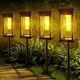 Fuqiduo Solarlampen Außen 4 Stück, IP65 Wasserdichte Solarleuchten mit Warmweiß Licht, Solar Gartenleuchten für Terrasse, Rasen, Hof & Wege