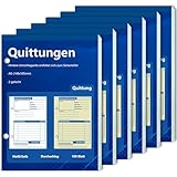 6 Stück A6 Quittungsblock Durchschreibend Rechnungsblock Kleinunternehmer 2 x 50 Blatt gelocht für Kleinunternehmer Vereine Selbständige