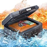Brihard zertifizierte Dokumentenkassette 2125N, A4 - wasserdichte & feuerfeste Dokumentenbox mit Zahlenschloss, für Wertgegenstände & Dokumente, tragbarer Safe mit Griff – H 16,5 x B 44 x T 36,8 cm