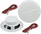 ChiliTec Lautsprecher 5'/127mm Wasserfest 80Watt Paar Einbaulautsprecher für Wand & Decke Marine-Lautsprecher IP44 geeignet für Innen- & Aussenbereich Paar / 2 Stück Weiß