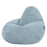 Icon Dalton Sitzsack Kinder, Hellblau, Flauschiger Cord Stoff, Sitzsack Cord mit Füllung, Bequemer Kinder Gaming Sessel, Kuschelsessel, Lese Sessel, Schlafzimmer, Kinderzimmer, Spielzimmer