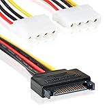 SATA 15pin zu 2X 4 Pin MOLEX IDE | Y-Adapter Stromanschluss | 15cm | Splitter | Power 15-pin-2x 4-pin/Bu –MOVOJA