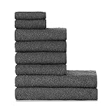 nottoc Handtücher Set Grau Baumwolle 2 x Badetuch 70x140cm + 4 x Handtuch 50x85cm + 2 x Gästehandtuch 30x50cm