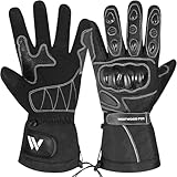 WESTWOOD FOX Motorradhandschuhe für Männer und Frauen, Leder Touchscreen Wasserdicht Warme Winter Motorradhandschuhe für Racing, Reiten, ATV, UTV und Outdoor Aktivitäten (SCHWARZ, M)