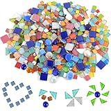 Exquilnova 900 g Mosaiksteine zum Basteln, Polygon Mosaik Bastelset, Mini Glas Mosaik Steine, Bunte Kristall Mosaikfliesen für DIY Kreativ, Blumentöpfe, Bilderrahmen, Untersetzer Deko