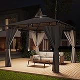 TRIUMPHKEY Pavillon 3x3 Wasserdicht Stabil Winterfest,Garten Pavillion,Plane Gartenpavillon,Metallrahmen Pavillon,Patio Gazebo,Grau