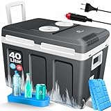 KESSER® Kühlbox 40L mit Rollen | Thermo-Elektrische Kühlbox | KÜHLT und WÄRMT | 12 & 230V | Thermobox für Auto, Boot & Camping | Mini-Kühlschrank mit ECO & MAX Modus | inkl. Kühlakkus & Getränkehalter