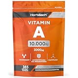 Vitamin A Hochdosiert 10000 IE | 1 Jahr Vorrat | Augenvitamine | Retinol für Haut, Zellen & Immunsystem | Horbaach