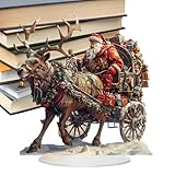 Krmoau Weihnachtsmann-Schlitten-Ren-Figur,Weihnachtsmann im Schlitten-Figur | 2D-Acryl-Winter-Weihnachtsmann-Schlitten mit Rentieren-Figur | Weihnachtliche Winterdekorationsfigur für Zimmer, Kamin,