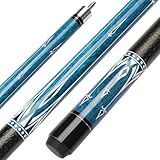 ASMPCUE Pool Queue, 58 Zoll Billard Queue Kanadischer Ahornholz Pool Cue 13mm Spitzen für Professionelle Billardspieler, 1/2 Maple Queue Sticks für Billard Tisch Sport (Blau-1)