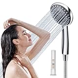 Handbrause Filter für hartes Wasser - 3 Modi Regenduschkopf mit Silikondüsen & Eco Wassersparendes Design (ideal für Babys / empfindliche Haut)