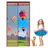Magnetische Fliegengitter-Tür, robuster Netz-Türschutz, Magnetverschluss für einzelne Haustür, Insektenschutztür – 230 x 180 cm, Braun