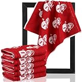 Remagr Weihnachts-Waschlappen, Baumwolle, 33 x 33 cm, für Winter, Küche, kleine Gesichtstücher, saugfähig, weich, Badetücher für Weihnachten, Urlaub, Party, Dekoration, Rot, Schneemann, 6 Stück