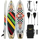 ALPIDEX Stand Up Paddle Set SUP 320 x 76 x 15 cm max. belastbar bis 200 kg Aufblasbar Stabil Leicht Komplett Set Tragetasche Paddel Finnen Luftpumpe Leash Repair Kit, Farbe:White