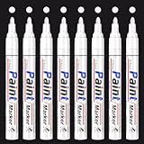 Permanent Marker Wasserfeste Stifte, 8 Weiß Lackstift, Lackmarker Zum Markieren Von Oberflächen Wie Metall, Reifen,Stein,Holz,Kunststoff,Farbecht,Gute Deckkraft,Wetter Und Wischfest, Rundspitze 2-3 mm