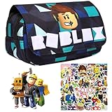 Robllox Federmäppchen, Cartoon Pencilcase, Große Kapazität Mäppchen, Kinder Federtasche mit 50pc Aufkleber, Anime Pencilcase für Teenager Jungen und Mädchen