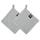 Encasa XO 21 cm Ofen-Mikrowellen-Topflappen (2er-Set) zum Kochen und Backen in der Küche - hitzebeständig, Schutz der Hände vor heißen Gerätschaften - Tickt Schwarz