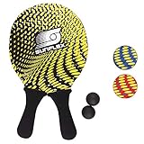 Sunflex® Neopren Beachball Set Splash mit Zwei Schlägern und Zwei Bällen weich und leicht | extrem robust und wasserfest (Schwarz)