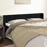 LAPOOH Kopfteil mit Ohren Schwarz 163x16x78/88 cm Samt, Kopfteil Bett, Bettrückwand, Headboard, Bettrückwände, Bettkopfteilbezug, Kopfteilabdeckung - 3119062