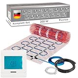 VILSTEIN Elektrische Fußbodenheizung 200W/m², für Fliesen Laminat und mehr, Komplett-Set, TWIN Technologie Heizsystem, Fußboden Heizmatte, 4.0x0.5m - 2qm