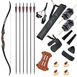 60 Zoll Recurvebogen und Pfeil Set für Erwachsene Takedown Recurvebogen HolzBogengriff 25-50lbs Rechte Hand für Jagd Erwachsene und Anfänger (25 lbs)