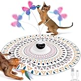 Spessn Interaktives Katzenspielzeug, 2-in-1 Versteckspiel Federn Elektrisches Katzenspielzeug, Wiederaufladbares Intelligenzspielzeug für die Bewegung Hauskatzen,Geeignet für Katzen jeden Alters