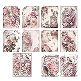 10 Stück Scrapbook Papier,Vintage Blume Blätter Paper Dekorative Decoupage,Aesthetic Flowers Basteln Scrapbooking Cutout Decor Set,Craft Kunstblätter Scrapbook-Papier für Book Journal Decoration