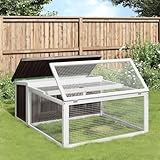 Mokuyary Kaninchenstall Grau 117,5x97x47,5 cm Massivholz Kiefer großes Kleintierhaus Dach perfekt für draußen und drinnen,Besonders einfach umgestellt Hasenhaus Kaninchen Haus