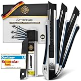KRAFTFELS Cuttermesser Profi 3er Set - Robustes Cuttermesser 18mm inklusive 10 extrem scharfen Cuttermesser Klingen 18mm - Rutschfestes Cutter & Universalmesser Teppichmesser Profi & Heimwerker
