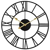 DIYZON Wanduhr 30 cm aus Eisenmetall - Analoge stille Uhr mit Zeigern - Modernes Wanddekoration für Wohnzimmer, Küche, Büro