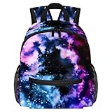 LVTISEE Leichter Rucksack mit Wasserfarben-Galaxie, Nebel, Sternenhimmel, kleiner Rucksack, Büchertasche, lässiger Tagesrucksack für Reisen, mit Seitentaschen für Flaschen