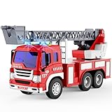 GizmoVine Feuerwehrauto Groß, Feuerwehr Auto Spielzeug mit Drehleiter, Sound und Licht, Große Spielzeugauto, Fire Truck Fahrzeuge, Geschenke für Jungen, Kinder Löschfahrzeug ab 3 4 5 6 7 8 Jahre
