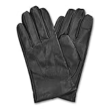 Navaris Touchscreen Leder Handschuhe für Herren - Lammleder mit Kaschmir Futter - Nappa Lederhandschuhe warm - Herrenhandschuhe mit Touch Funktion