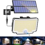nipify Solarlampen für Außen mit Bewegungsmelder, 318 LED 3 Modi Solar Aussenleuchte IP65 Wetterfest, Weitwinkelbeleuchtung Hell Solarleuchte Solarstrahler für Aussen Outdoor Hauswand Garten