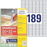 AVERY Zweckform L4731REV-65 Universal-Etiketten (9.450 plus 2.835 Klebeetiketten extra, 25,4x10mm auf A4, wieder rückstandsfrei ablösbar/abziehbar, bedruckbar, selbstklebende Aufkleber) 65 Blatt, weiß