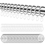 Littlegaofeithing 48 Stück Vorhangringe Silber aus Metall und Gardinenhaken, 30 mm Innendurchmesser, für Duschvorhänge, Vorhänge, vom Boden bis zur Decke (Silber)