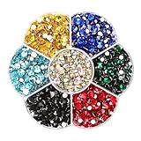 JAONLD 2500 Pcs Hotfix Strasssteine für Textilien Kristall AB zum Basteln 7 Farben 1,5~4,8mm Glitzersteine für Textilien Kristallsteine zum Kleben für Kleidung Schuhe DIY Handwerk Geschenk