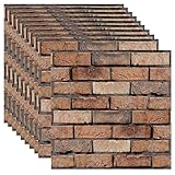3D Wandpaneele Selbstklebend, 10 Stück Wandverkleidung Selbstklebend PVC Wandaufkleber Wasserdicht Wandtapete, 30x 30cm Wall Panel für Wohnzimmer,Schlafzimmer,Küche,Wandverkleidung (Roter Ziegelstein)