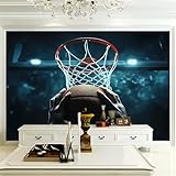 Tapete Selbstklebende Fototapete Wandpapier Dekorfolie Möbelfolie Klebefolie Basketball Design 400 x 280 cm (W x H) Sportmotiv Wanddeko Wandtapete Wohnzimmer Schlafzimmer