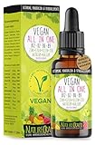 Vegan All-in-One Tropfen - Vitamin B12+B2+B6+B9 Folsäure + Zink + Eisen + Selen + Natrium + Kalium + Jod - Komplex mit natürlichem Tropical Fruchtgeschmack (20ml = ca. 4 Monats-Vorrat)