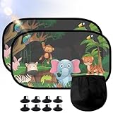FERRGIA Sonnenschutz Auto Baby–UV-Schutz Set,2er 51x31cm Sonnenschutz für Seitenscheiben,Süßes Tiermuster,Faltbar & Tragbar mit Aufbewahrungstasche,Auto Sonnenblende Kinder mit einfacher Anwendung