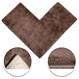 BADELIGA® Eck Duschmatte Braun, idealer Duschvorleger für eckige Duschkabinen. Extrem flauschig, rutschfest & waschbar. Trocknergeeignet. Badematte, Badteppich mit Eckausschnitt 50 x 100 x 100 cm