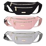 Stück Bauchtasche 3 Pcs Damen Wasserdicht Hüfttasche Outdoor Sport Wasserdicht Hüfttasche, Verstellbarer Gurt Hüfttasche (Schwarz,Grau,Rosa)